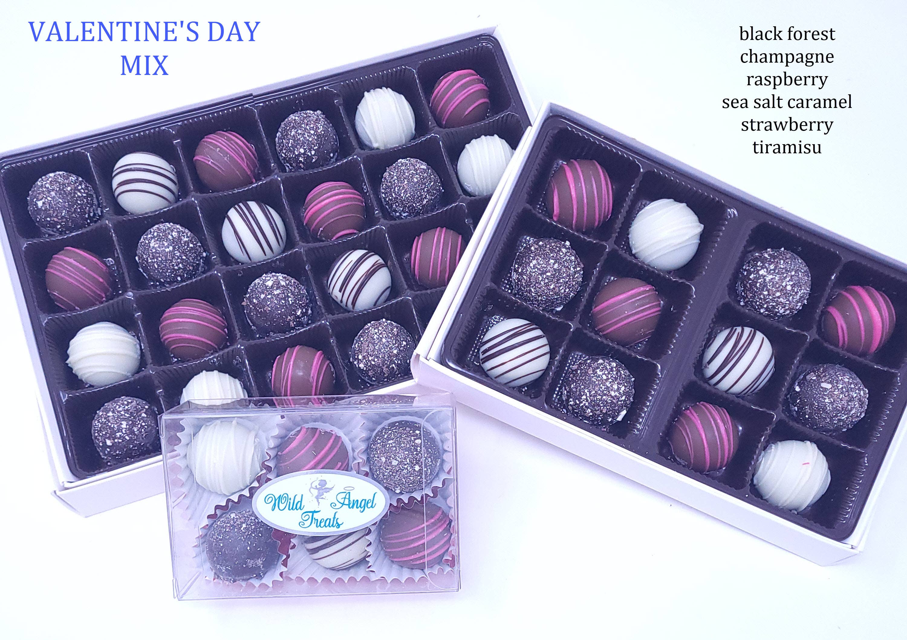 Wild Angel Treats, LLC - Vente Boîtes de chocolats - Truffes de Ganache au Chocolat Gourmet en Bouchées - Saint-Valentin1
