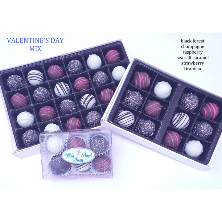 Wild Angel Treats, LLC - Vente Boîtes de chocolats - Truffes de Ganache au Chocolat Gourmet en Bouchées - Saint-Valentin1