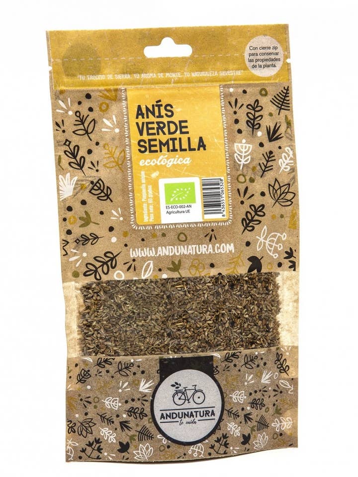 Green Anise Seed Kraft Bag 60g -ECO- for wholesale by Andunatura
