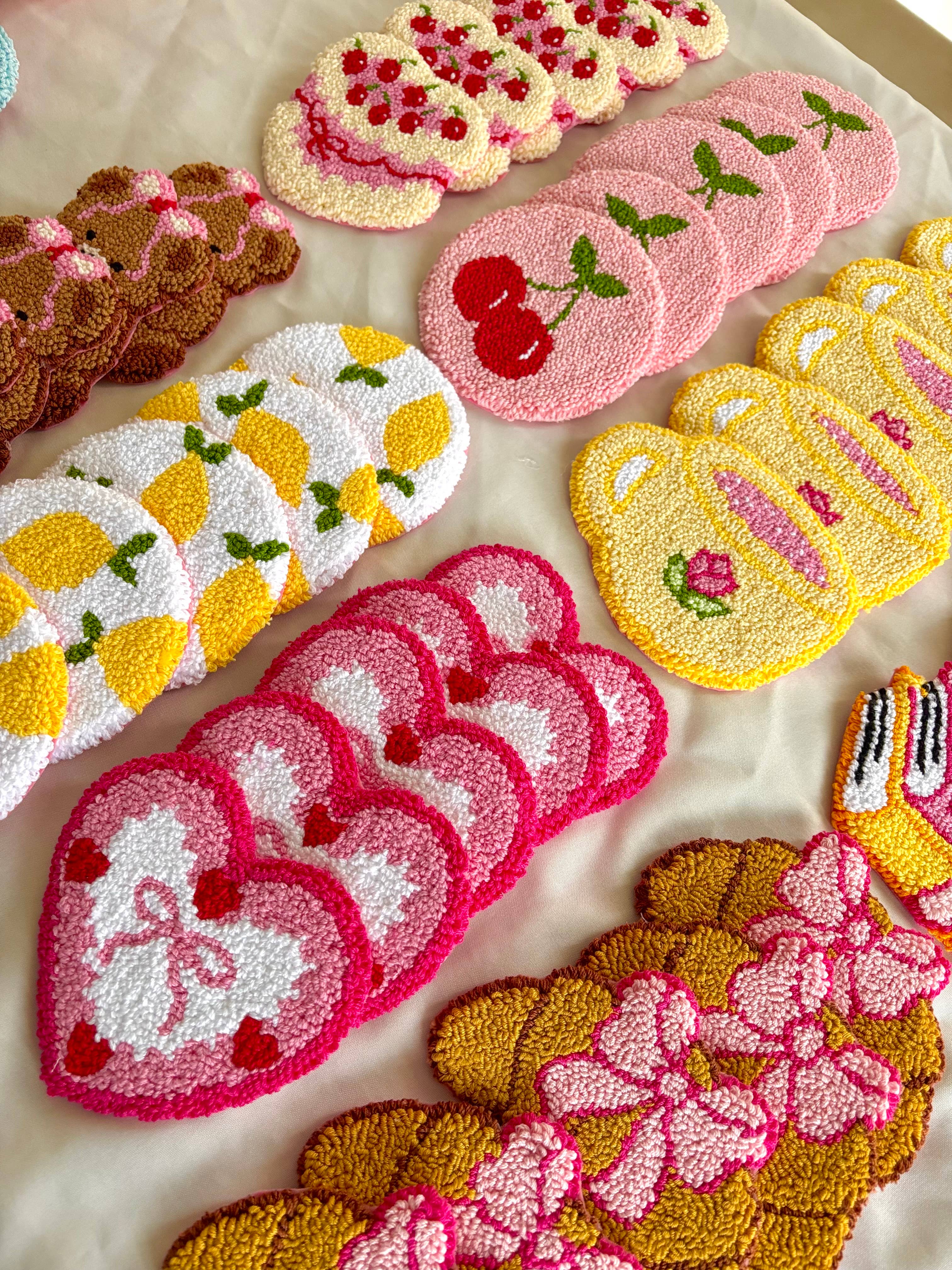 Honey Punches - Wholesale Coasters - Punch needle mug rugs, cottagecore coffee coasters decor5