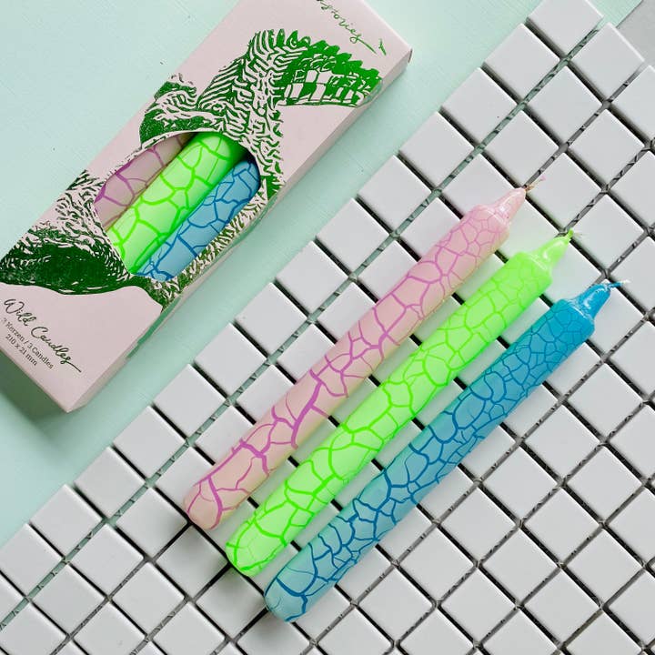 Bougies Wild Candles * Motif crocodile - Lot de 3 bougies de dîner pour la vente par Pink Stories