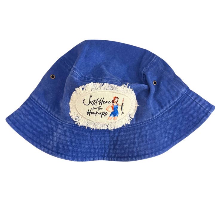 Retro Fishing Bucket Hat with Funny Camping Slogan for wholesale by The Crafty Campers