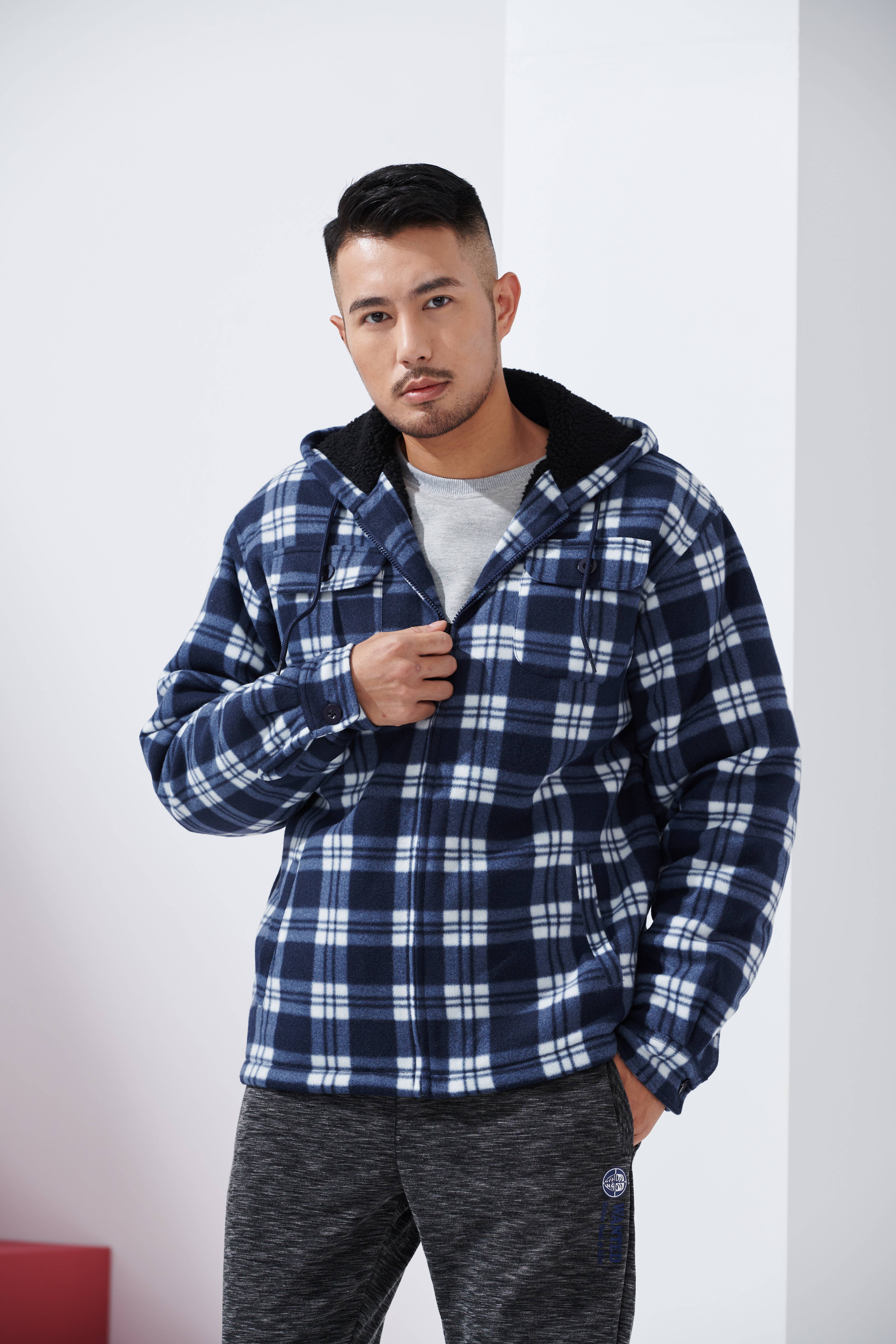 LeeHanTon - Wholesale Jacket - Men's - LeeHanTon Men's Hooded Sherpa Lined Plaid Jacket3