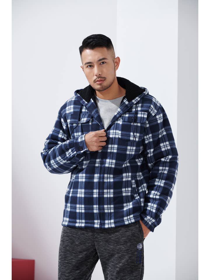 LeeHanTon - Wholesale Jacket - Men's - LeeHanTon Men's Hooded Sherpa Lined Plaid Jacket3