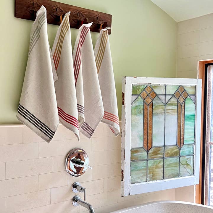 Toalla de mano de lino con diseño de rayas cruzadas en 7 colores para venta al por mayor de Tulusa