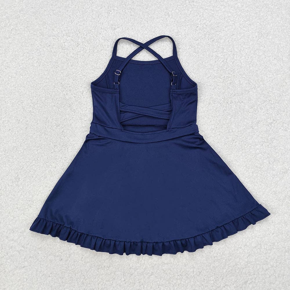 Aier Wholesale - Wholesale Athletic Dress - Kids - Baby Girls Navy Athletic Active Wear Knee Length Dresses2