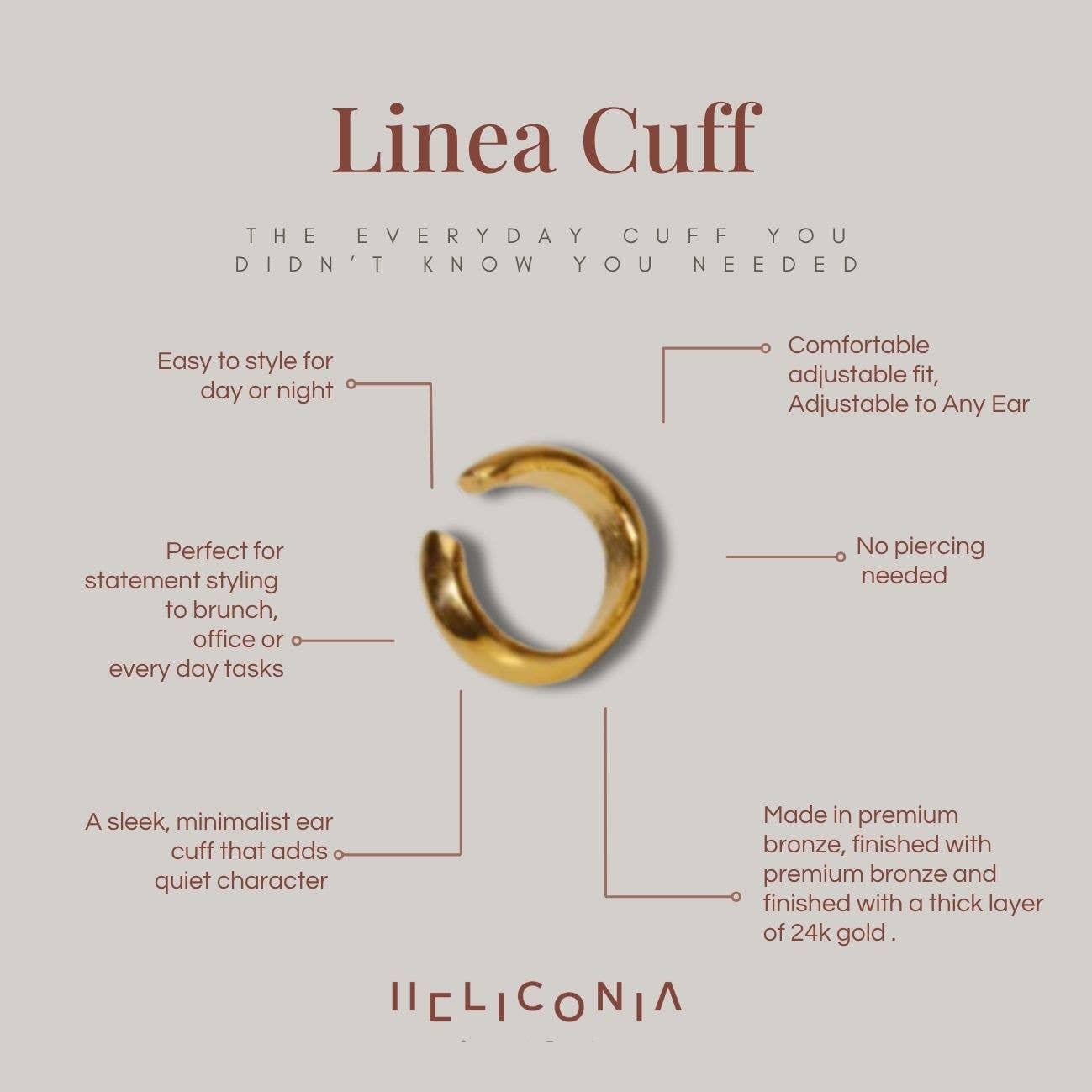 Heliconia Boutique – Brincos de punho/trespasse por atacado – Linea Cuff – Um Favorito do Dia a Dia, Ajustável a Qualquer Orelha9
