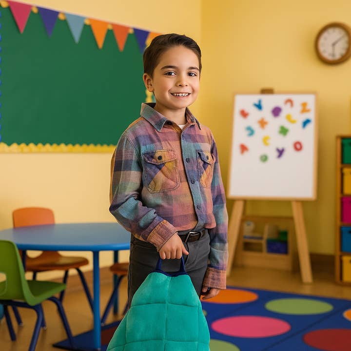 Bouncyband LLC - Wholesale Bedding Blanket - Kids & Baby - Portable Weighted 5lb Dual Textured Sensory Lap Pad for Kids6