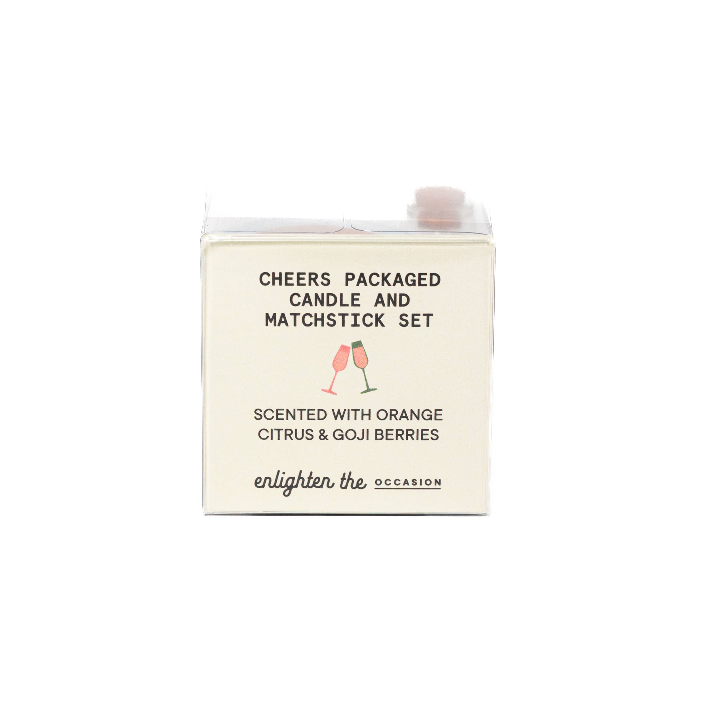 Enlighten the Occasion - Wholesale Travel candles - Cheers Scented Candle and Matches Set1