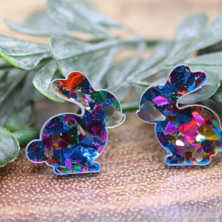 Pendientes con diseño de conejo de pascua en forma de confeti para venta al por mayor de Hylidae Boutique