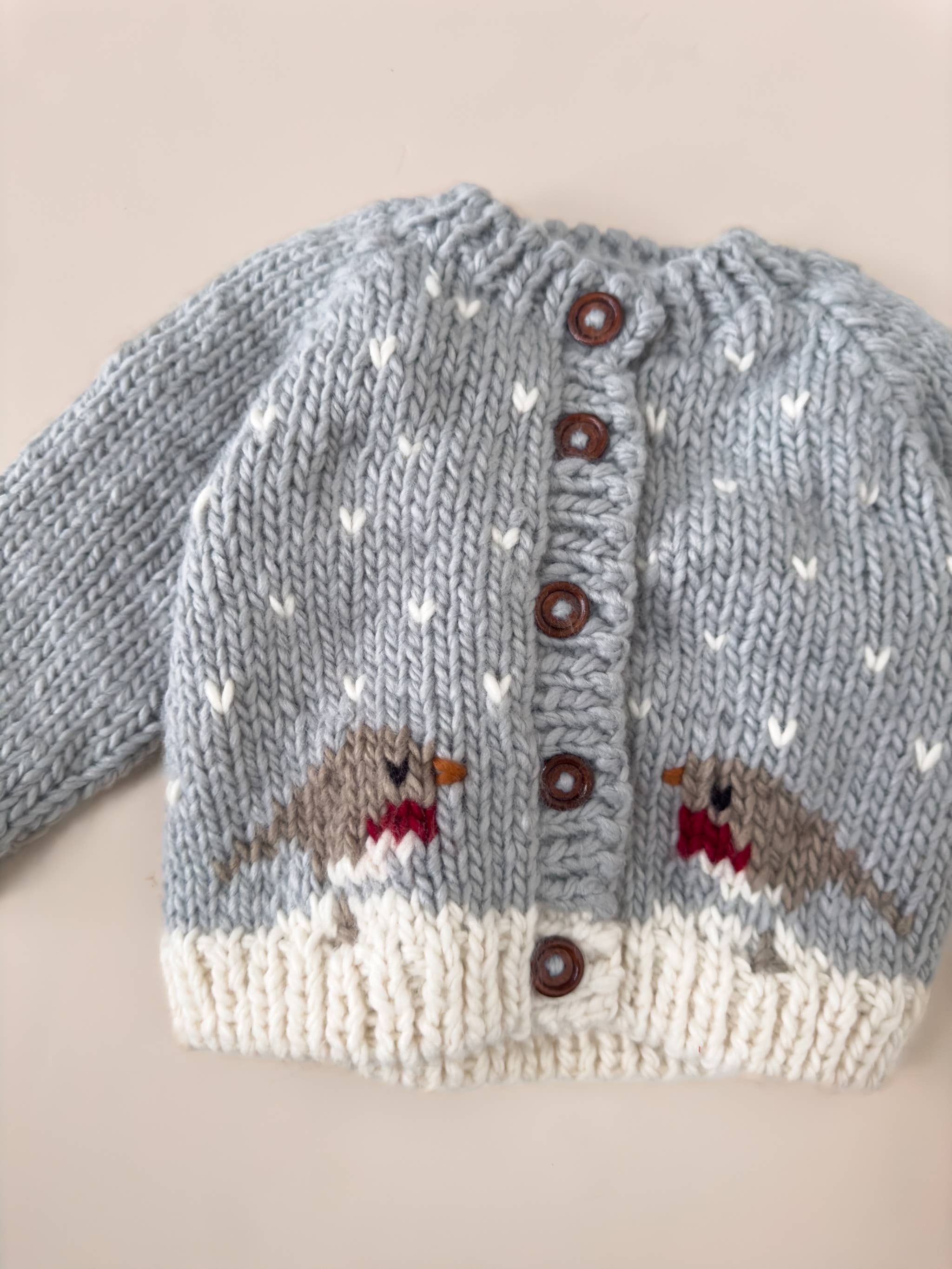Bowie Grey Robin Cardigan Baby Winter Holiday Christmas Sweater 2025 for wholesale on Faire1