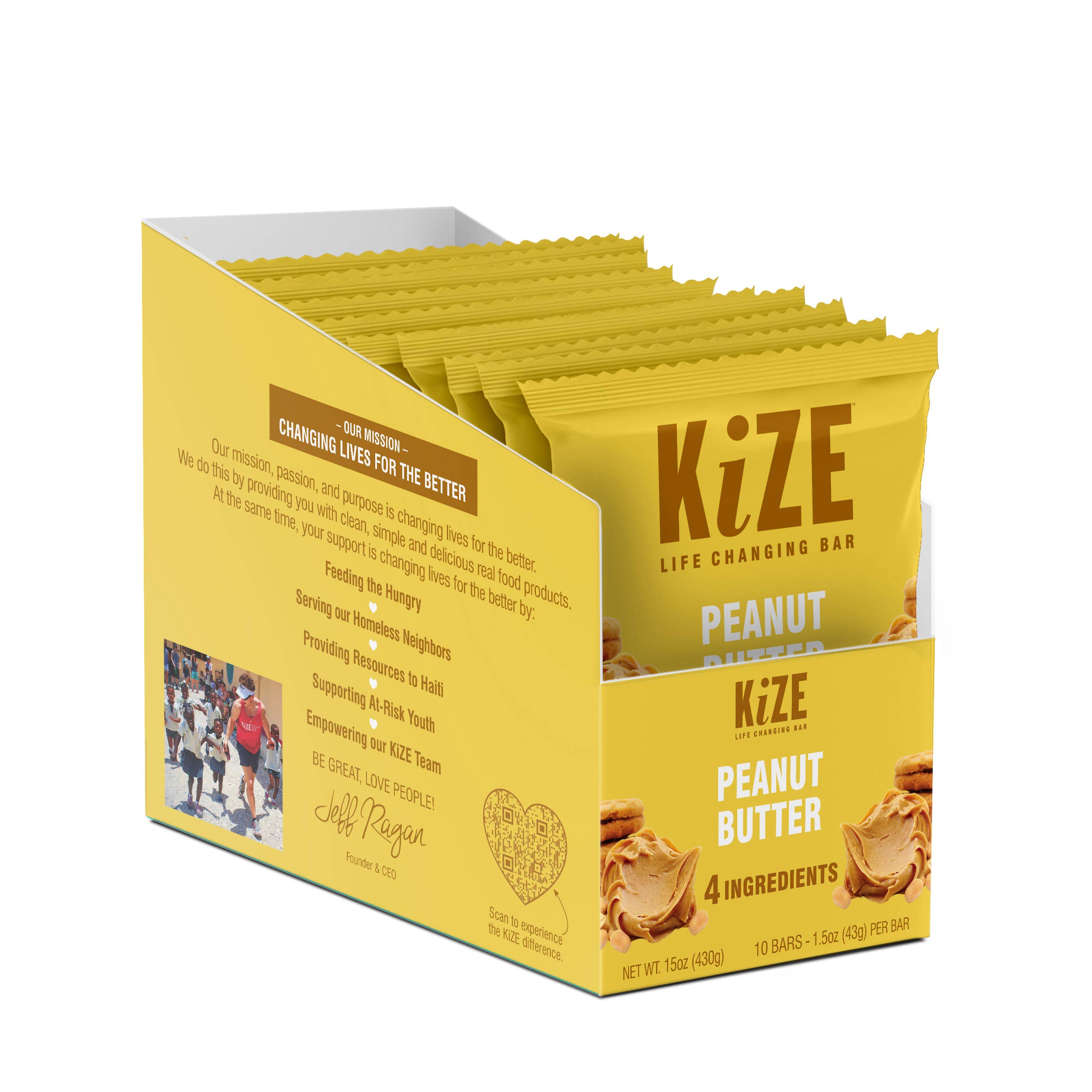KiZE Life Changing Bars - Wholesale Snack Bar - Peanut Butter, Protein Snack Bar, 1.5oz, 10ct1