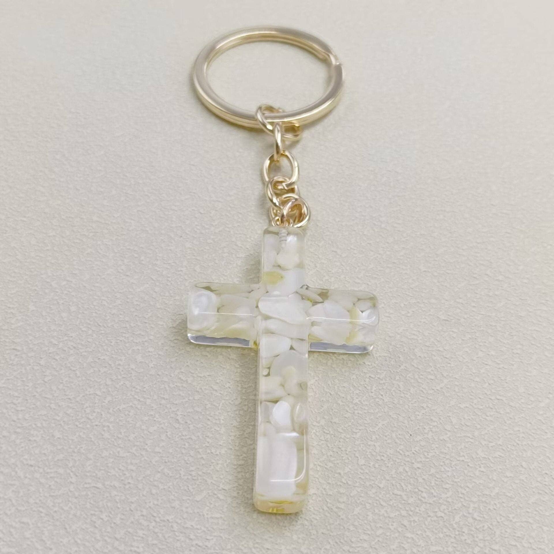 Mio Queena - Vente Porte-clés – femme - Porte-clés Ornements de Sac en Résine de Gravier Multi-style avec Breloque Croix1