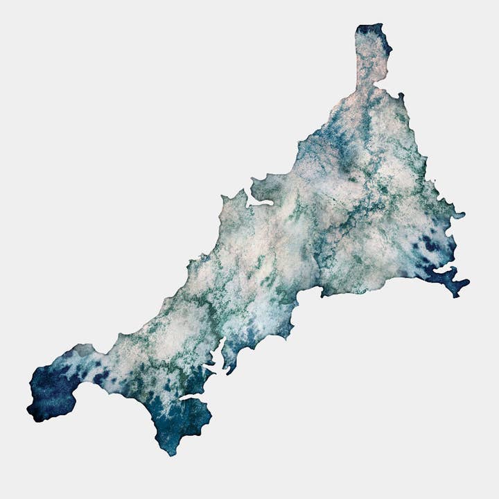 Cornwall Watercolour Map for wholesale by EJayDesign