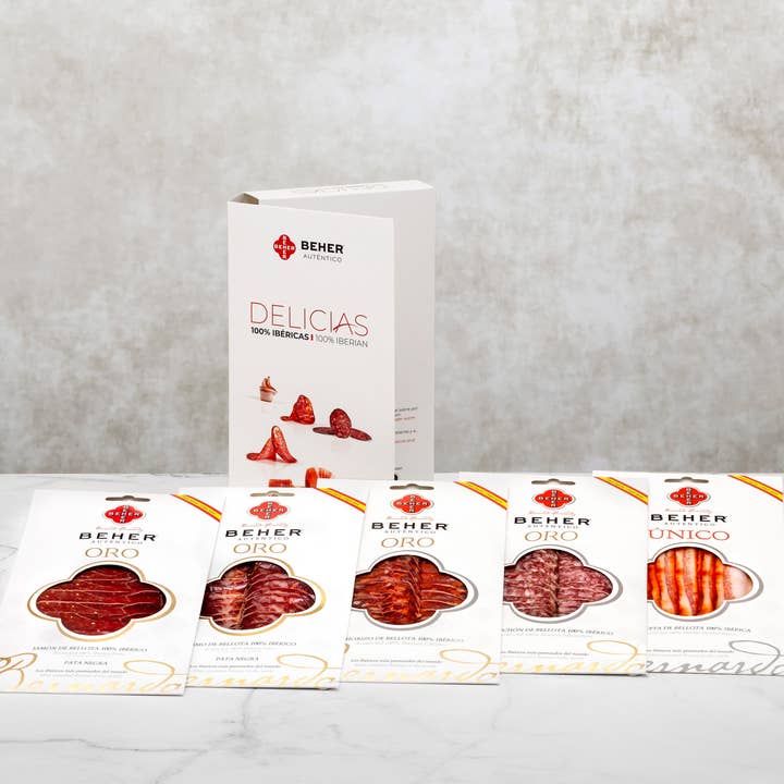 Assorted Pack 5 Trays of 100% Iberian Bellota | 5 x 100 g for wholesale by BEHER