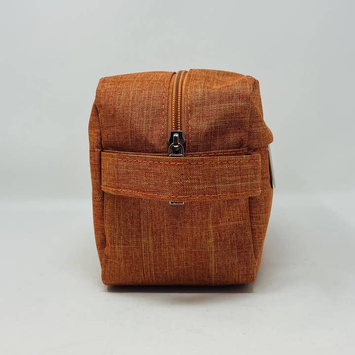 YOUZEY - Wholesale Toiletry Bag - Men's - Men's Orange Dopp Bag with outside zipper compartment