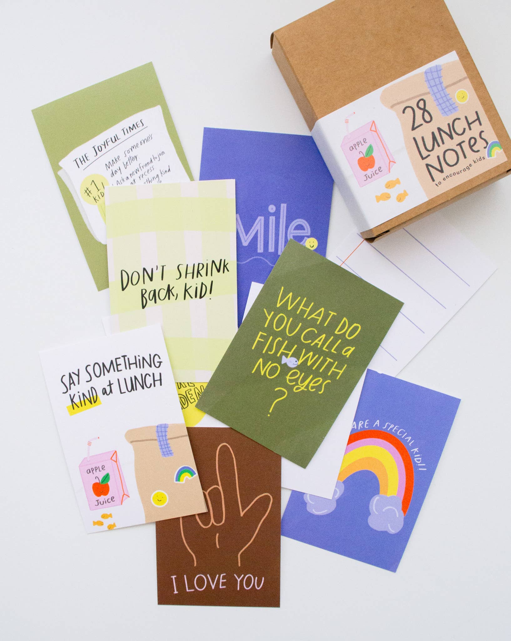 give with joy – Großhandel Briefpapier-/Postkarten-Set – 28 Mittagessen-Notizen für Kinder, Witze, Ermutigungen und Anregungen2