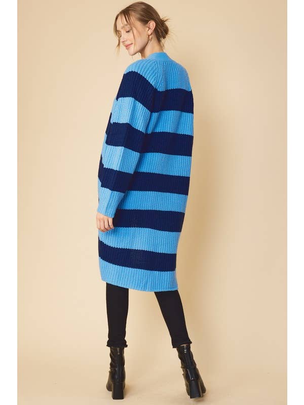 Peace Love Line - Wholesale Cardigan - Women's - STRIPED MIDI SWEATER CARDIGAN14