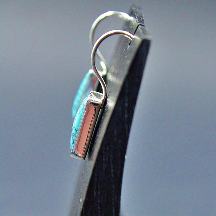 LA MAR - Wholesale Dangle Earrings - TURQUESA earrings with silver-plated design5