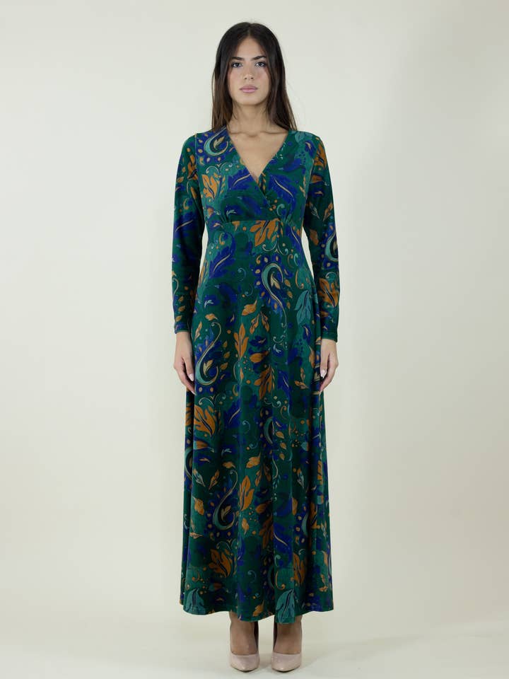 Vestido largo de terciopelo con patrón arabesco Bosco para venta al por mayor de La Vie En Rose - C.I.D.A. s.r.l.