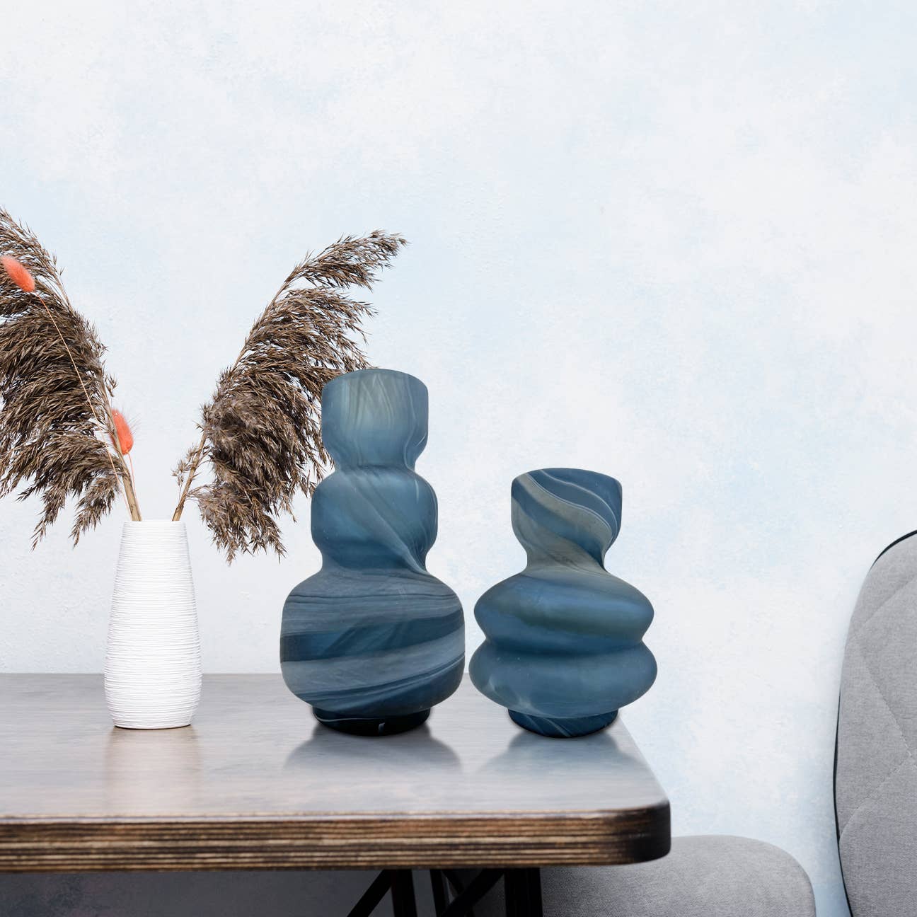 2626 Designs – Vaso por atacado – Vaso Moderno Decorativo em Vidro Artesanal Azul4