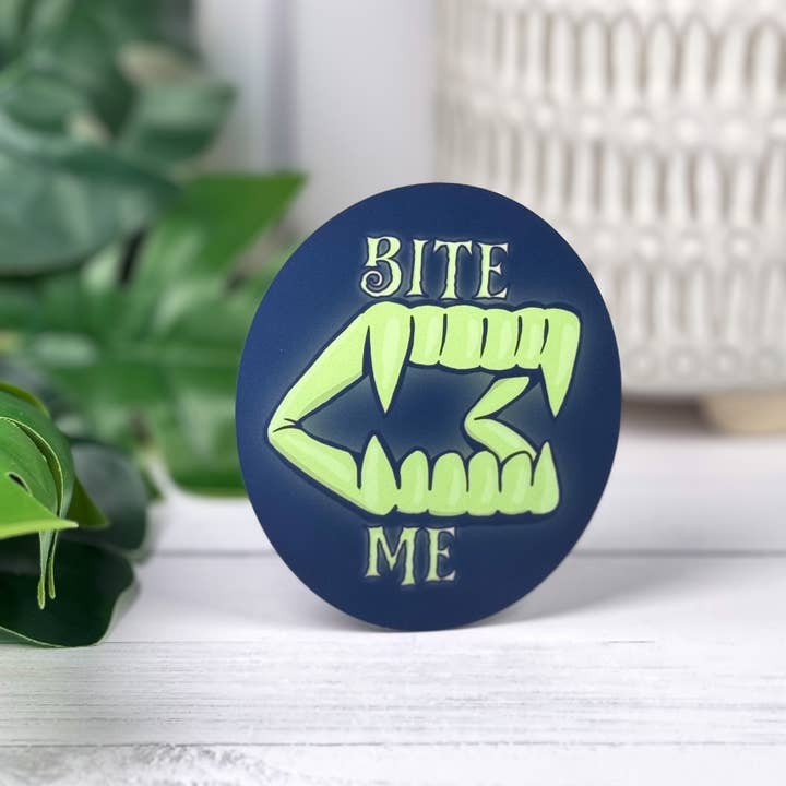 dash&doodle - Wholesale Sticker - Bite Me Fangs – 3" Vinyl Sticker1