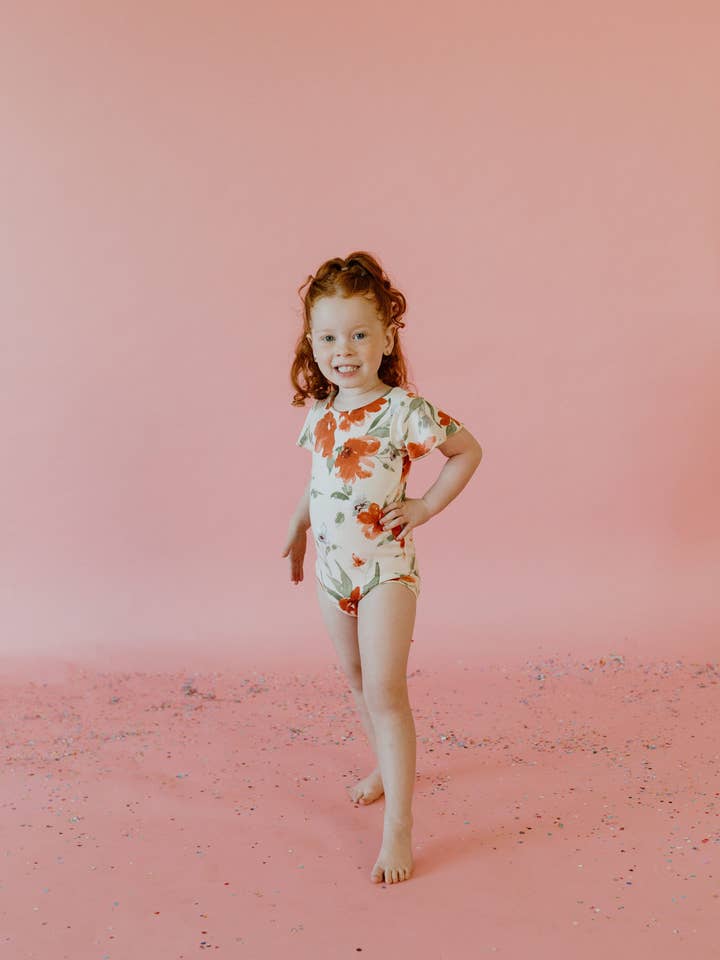 Peach Floral Leotard for wholesale by Willa B