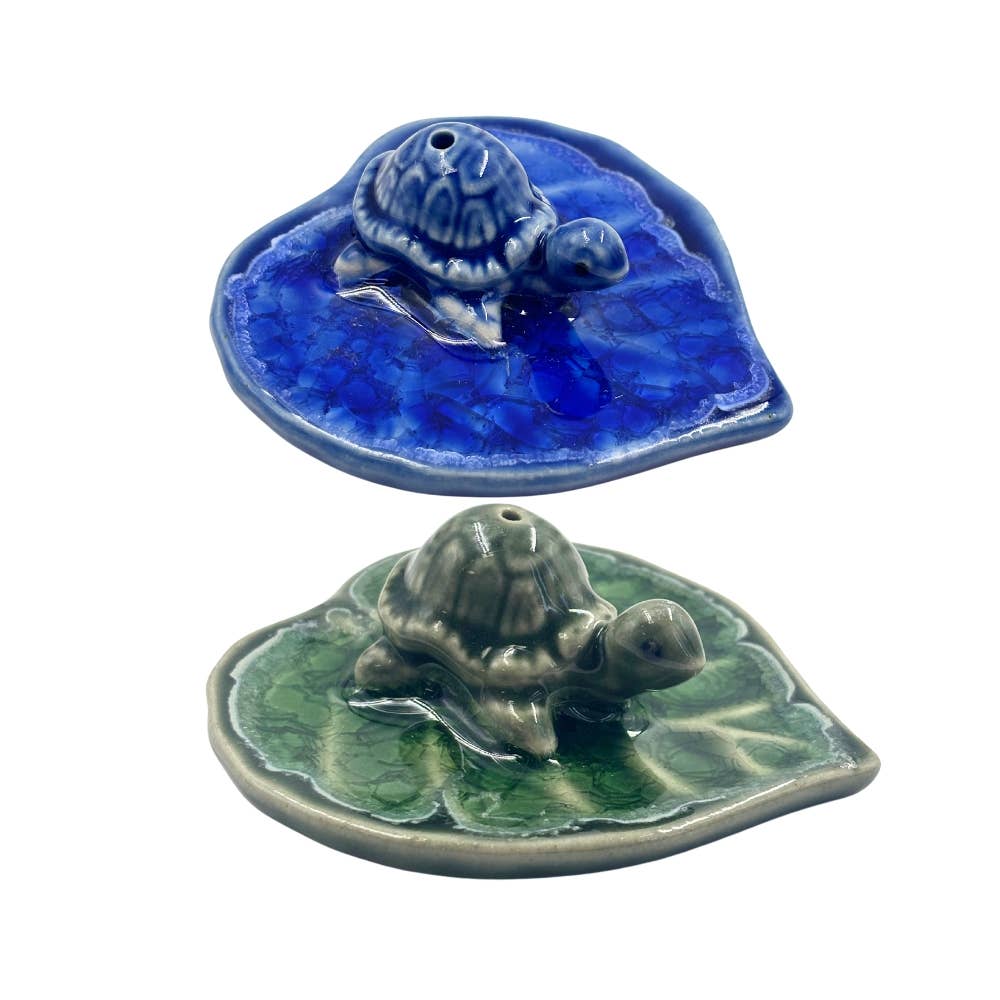 Earths Elements Wholesale - Wholesale Incense Holder - Turtle on Leaf Ceramic Incense Holder - Assorted2
