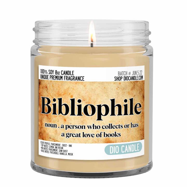 Bougie bibliophile pour la vente par Dio Candle Company