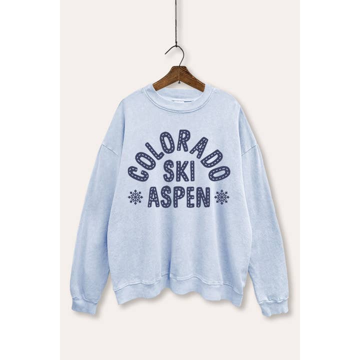 VINTAGE POINT USA - Wholesale Graphic Sweatshirt - Women's - COLORADO SKI ASPEN TYPOGRAPHY MINERAL WASH SWEATSHIRT3