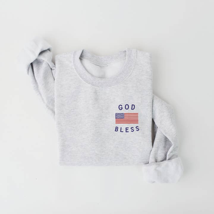 God Bless the USA 4th of July - Ash Grey - Pocket Style for wholesale by SBG Co.