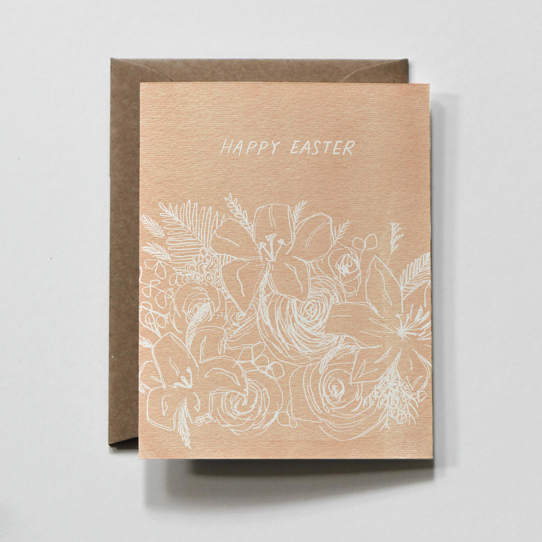 everglow handmade - Wholesale Easter Card - Happy Easter | Spring Holiday Floral Outline Greeting Card0