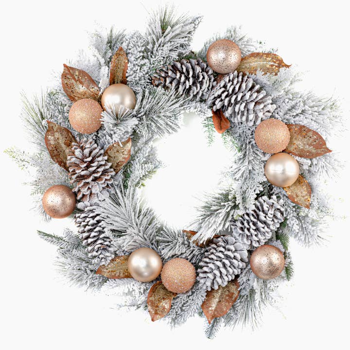 30" Winter White Wreath for wholesale by Zaina Home