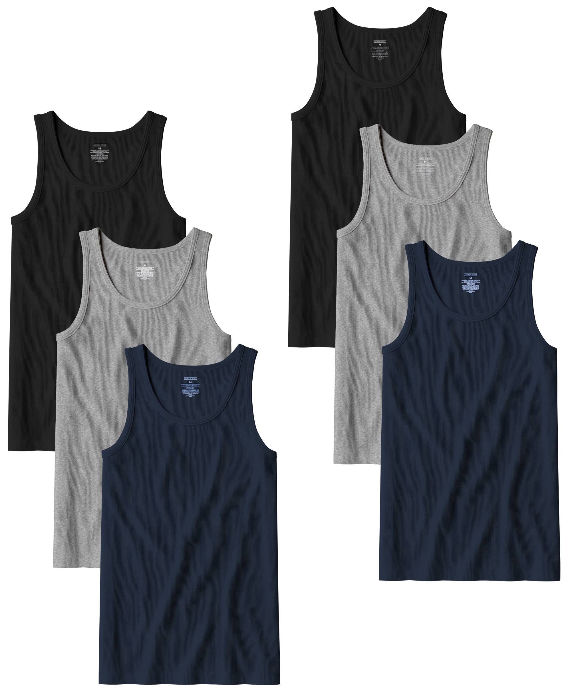 I-Wear Brands - Wholesale Tank Top - Men's - 6 Pack Mens 100% Cotton Ribbed Tank Top A-Shirt Undershirt9