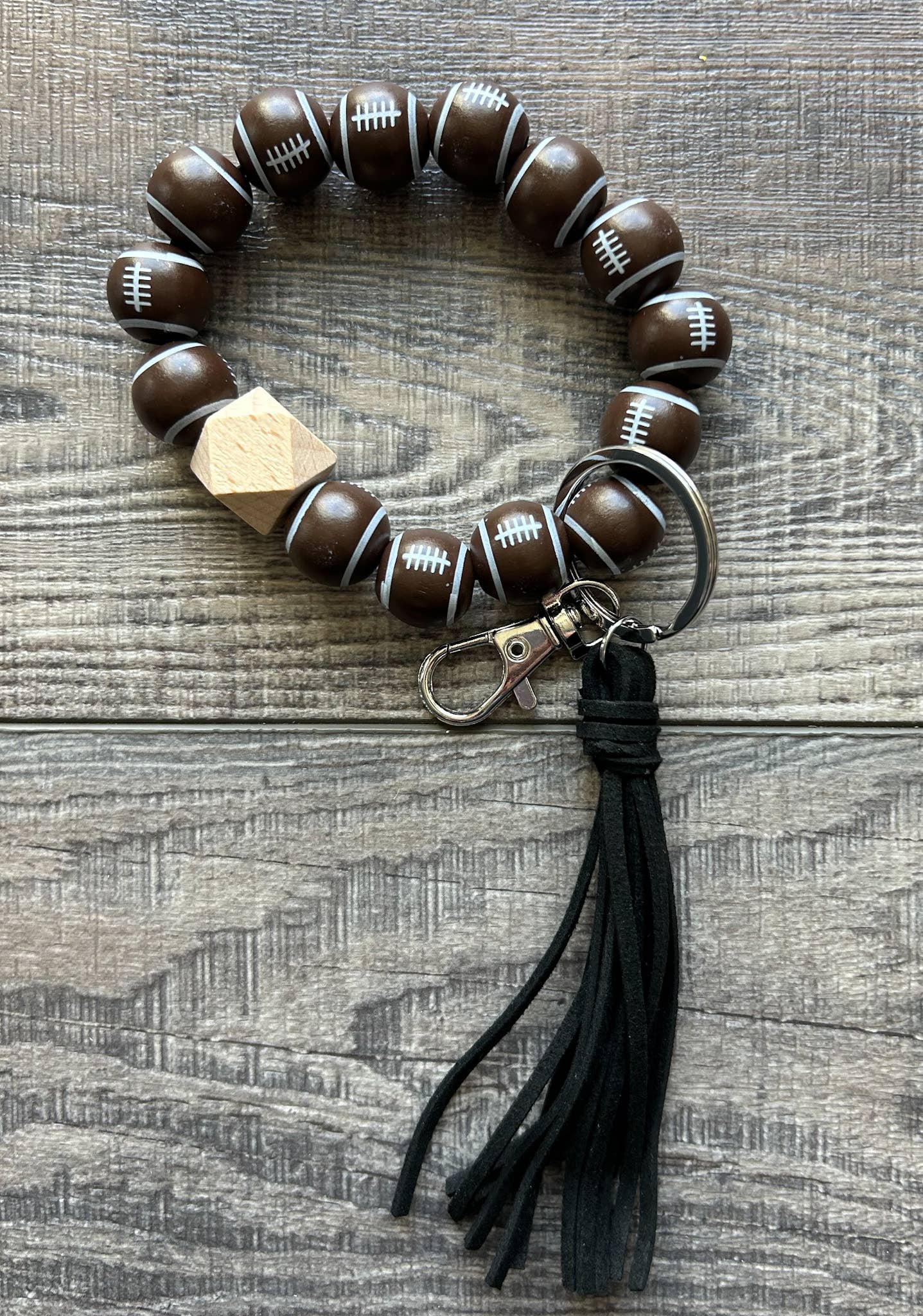 JILLIAN INK LLC - Wholesale Keychain Bracelet - Sports Keychain with Wooden Beads 11
