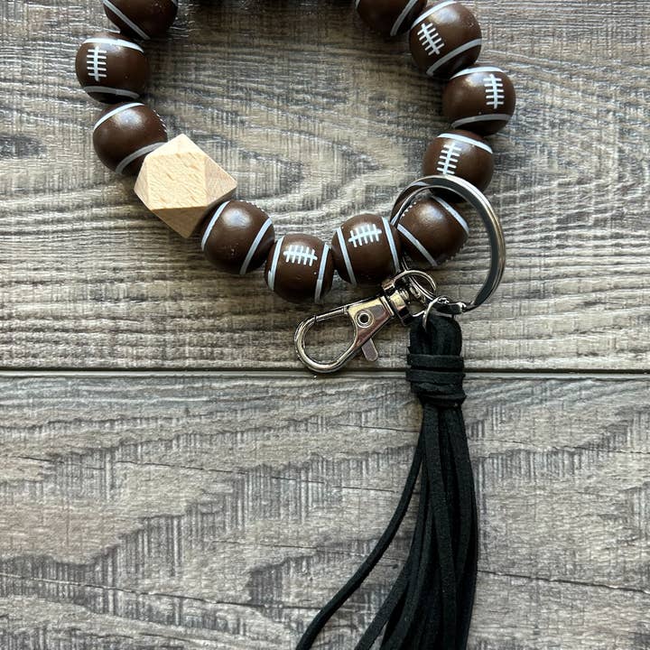JILLIAN INK LLC - Wholesale Keychain Bracelet - Sports Keychain with Wooden Beads 11