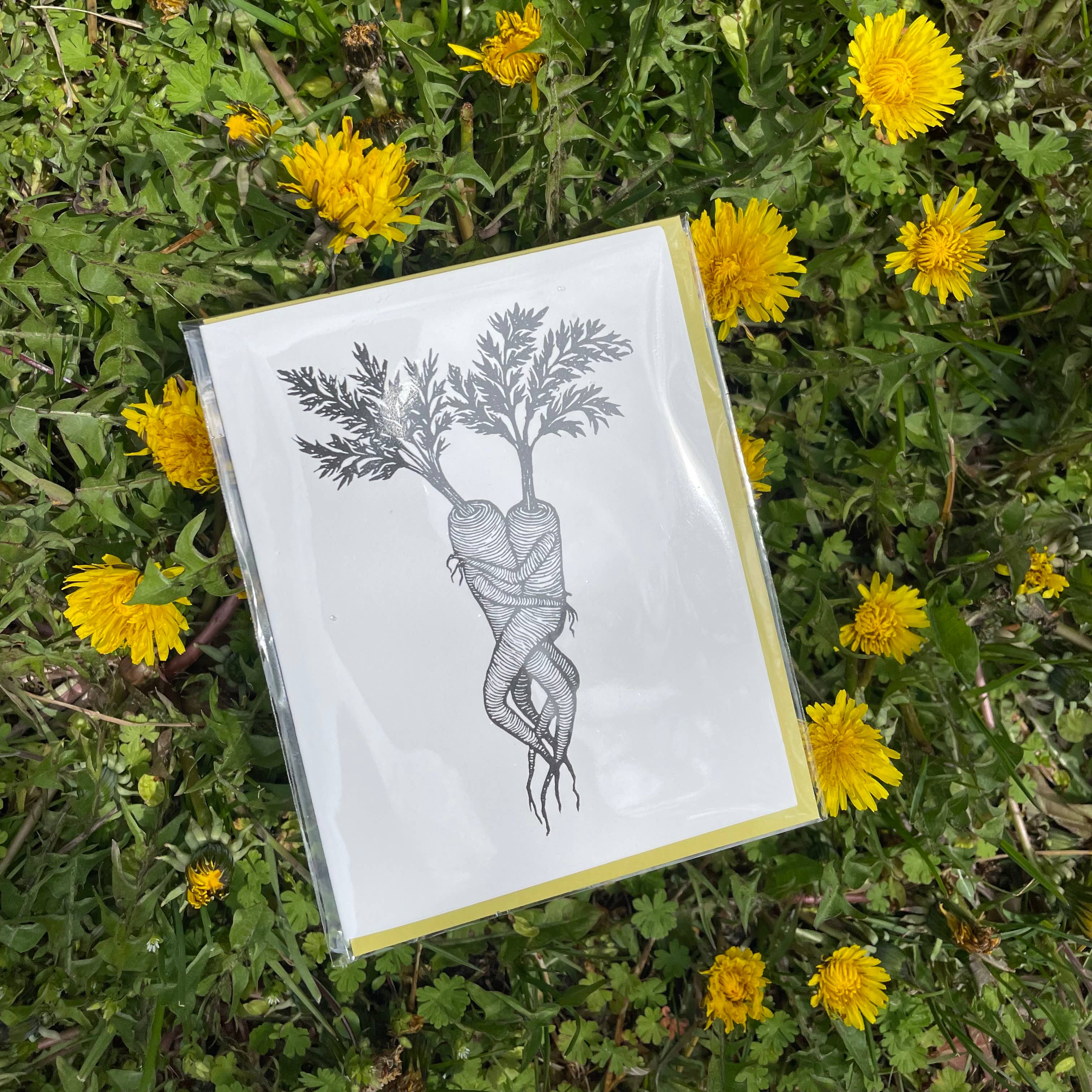 Anomal Press - Wholesale Everyday Greeting Card - Carrot Lovers Linocut relief print card6