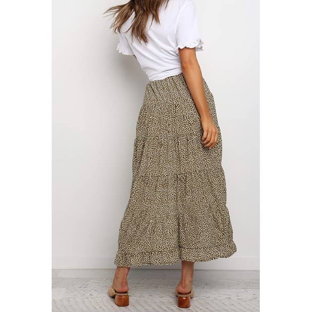 Supreme Fashion - Wholesale Skirt - Women's - Boho Floral Print Midi Skirt Casual Side Slit Skirt4