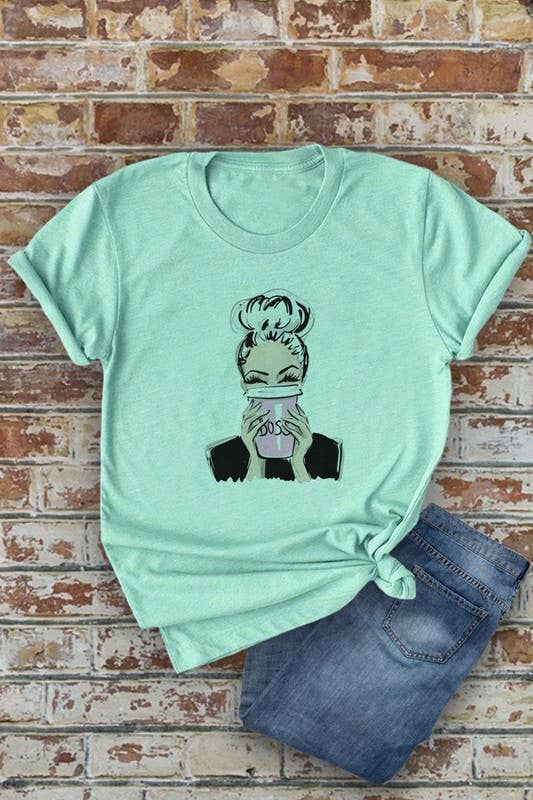 Top Avenue – wholesale Screen printed t-shirt – Women′s –  Boss Lady Drinking Coffee, Unisex Round Neck T-Shirt5