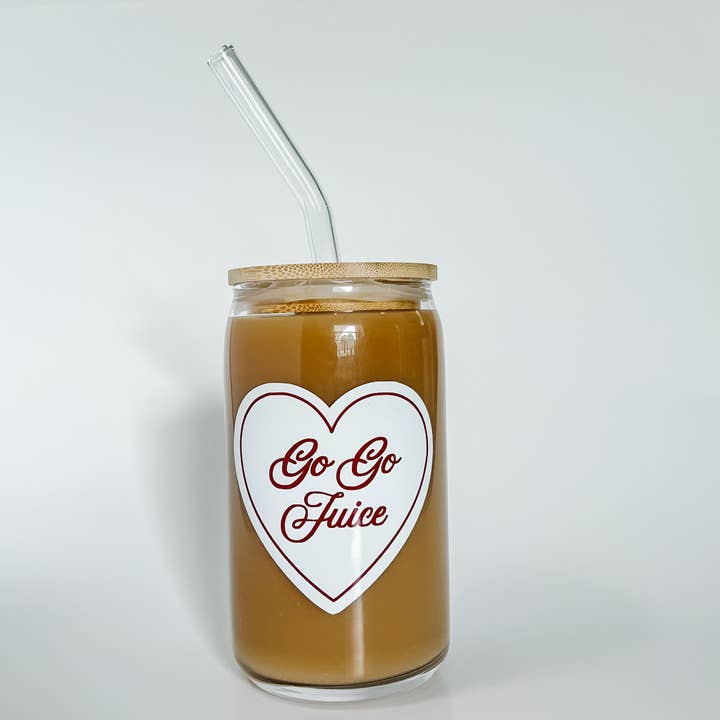 Go Go Juice Sabrina Carpenter Glass Cup w/ Lid & Straw for wholesale by Love Her Work