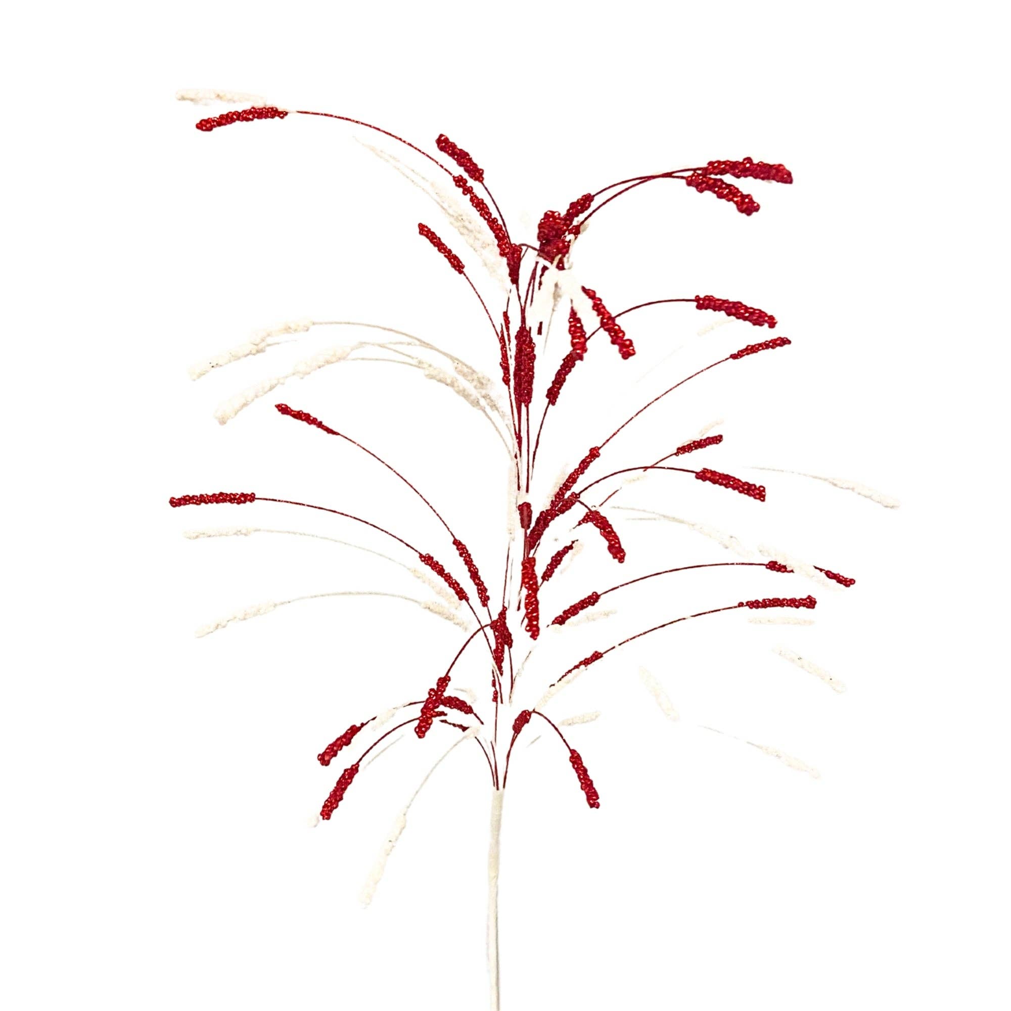 David Christopher's Collection - Wholesale Artificial Flowers - Glitter Cattail Spray 32" - Red/White)0