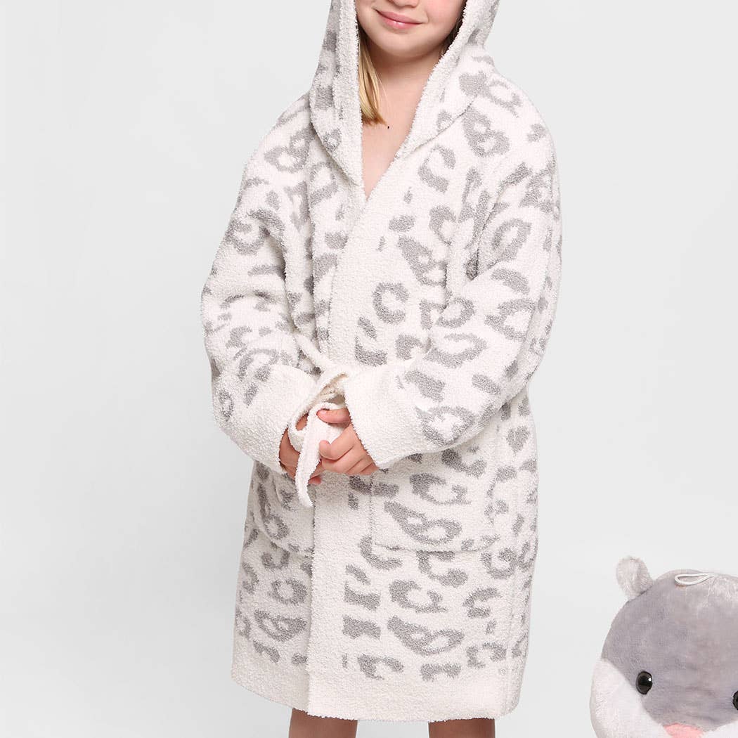 Fashion City - Vente Peignoir – enfant - Peignoir à capuche doux de luxe imprimé léopard pour enfant6