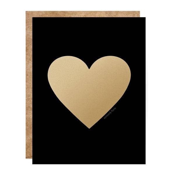 Inklings Paperie - Wholesale Love Card - Scratch-off Card - Black + Gold Heart - Love/Friendship1