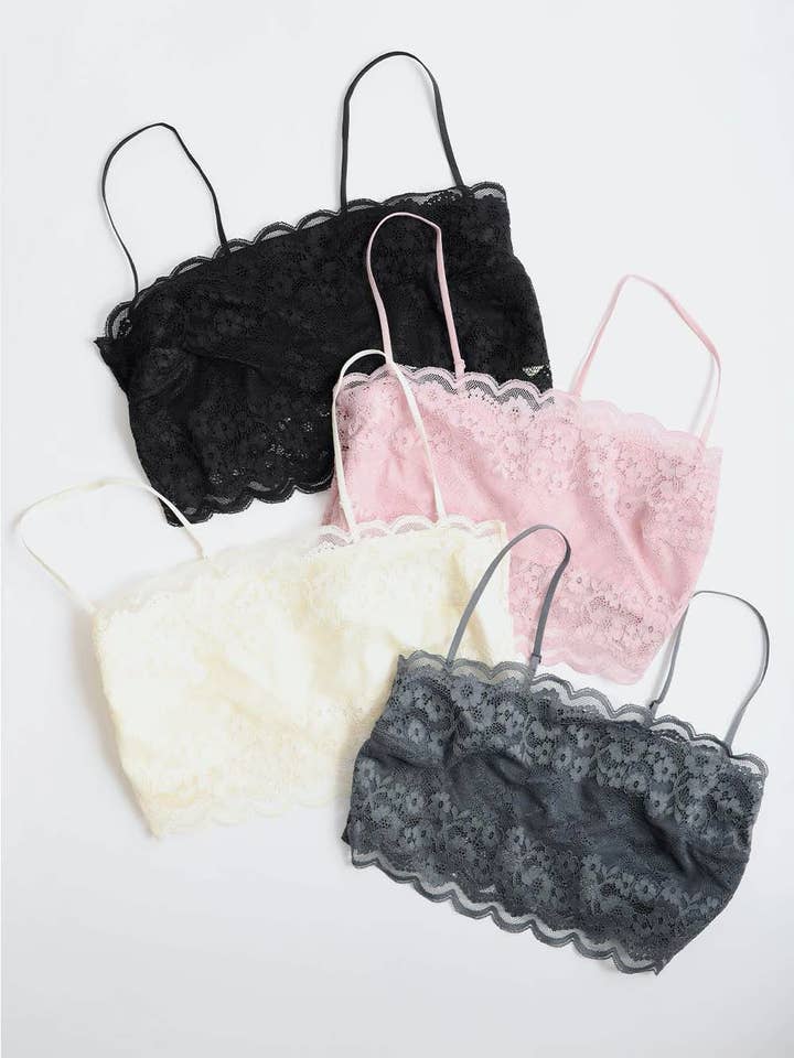Leto Accessories - Wholesale Camisole - Women's - Wide Lace Bandeau Tube Top - Detachable Straps