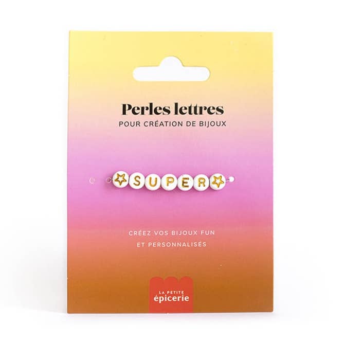 “Super” letter beads for personalized bracelets for wholesale by La Petite Épicerie