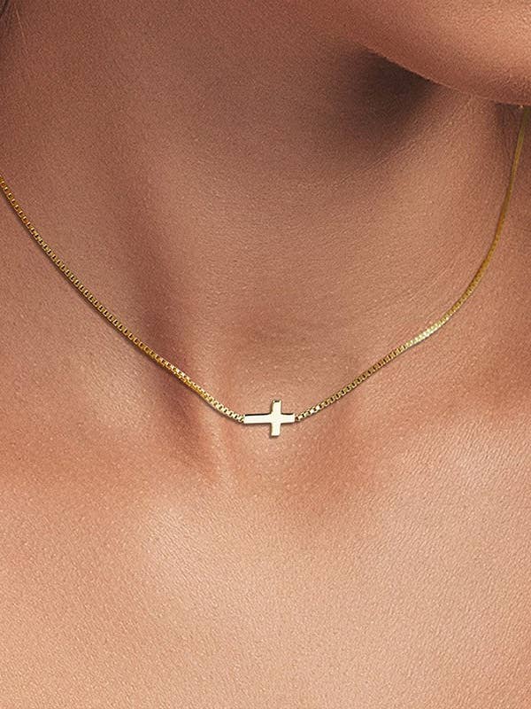 18K STAINLESS STEEL TARNISH FREE CROSS NECKLACE | 40NK9420 for wholesale by JOSSLYN by wall to wall