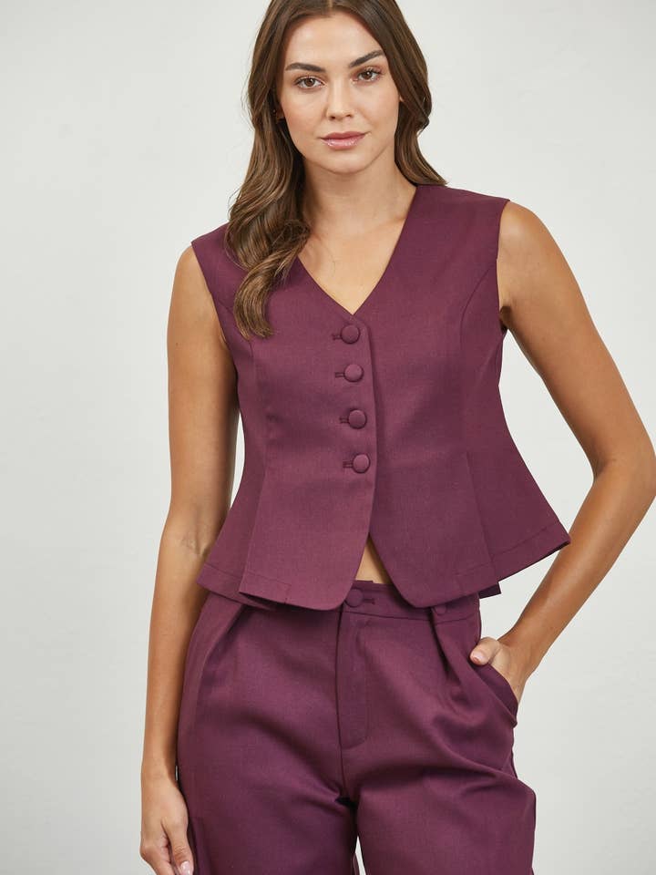 Pleated Peplum Woven Top for wholesale by Edit by Nine