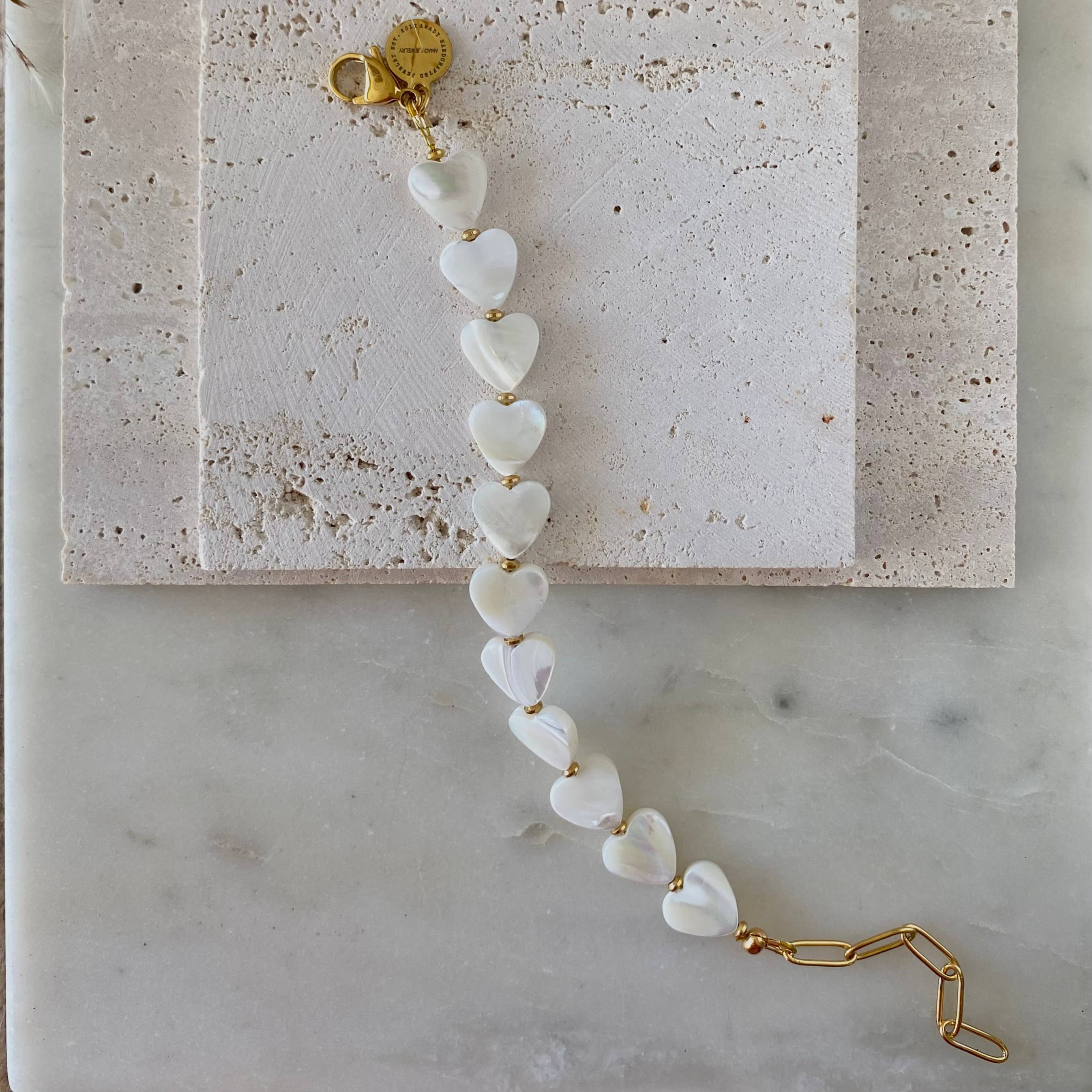 Amady Jewelry - Wholesale Beaded Bracelet - Heart Shaped Pearl Shell Bracelet 18k gold plated7