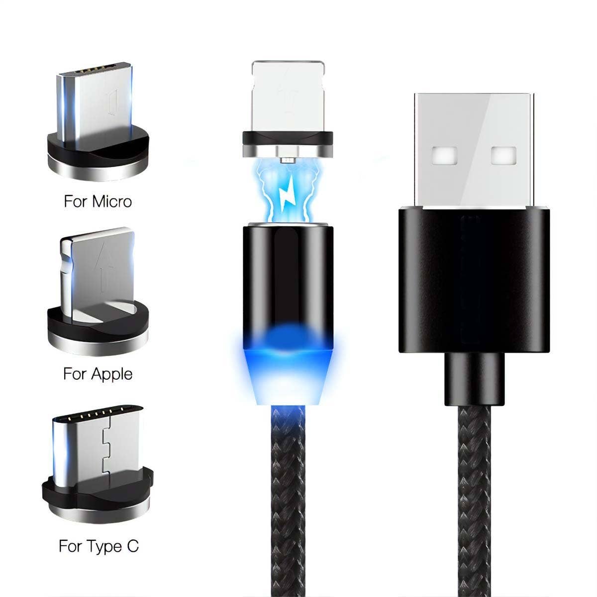 Silver Fast Charging 3 in 1 Magnet Cable for wholesale on Faire9
