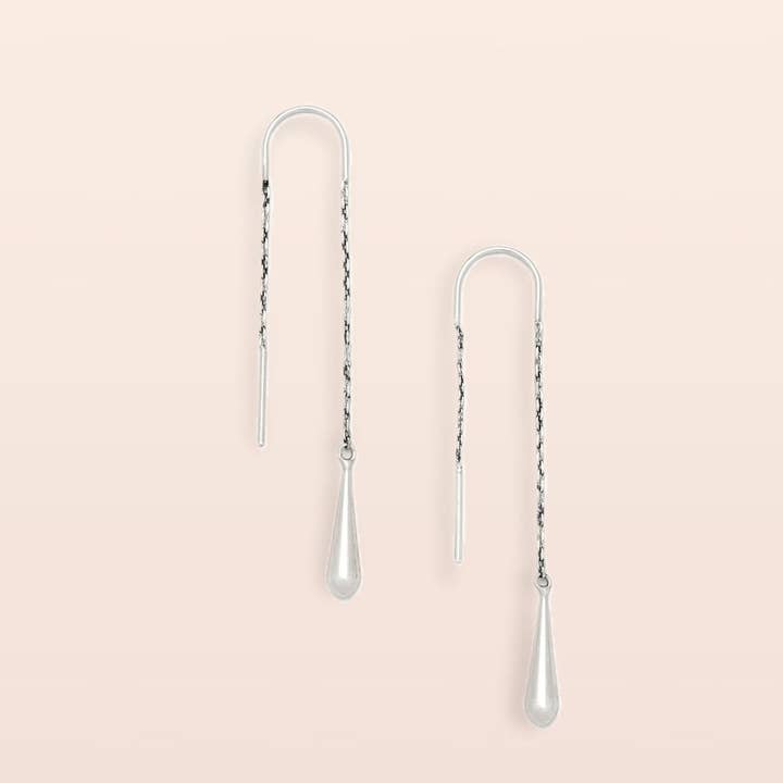 Refined Earring Collection - Teardrop Threader/Silver for wholesale by Scout Curated Wears
